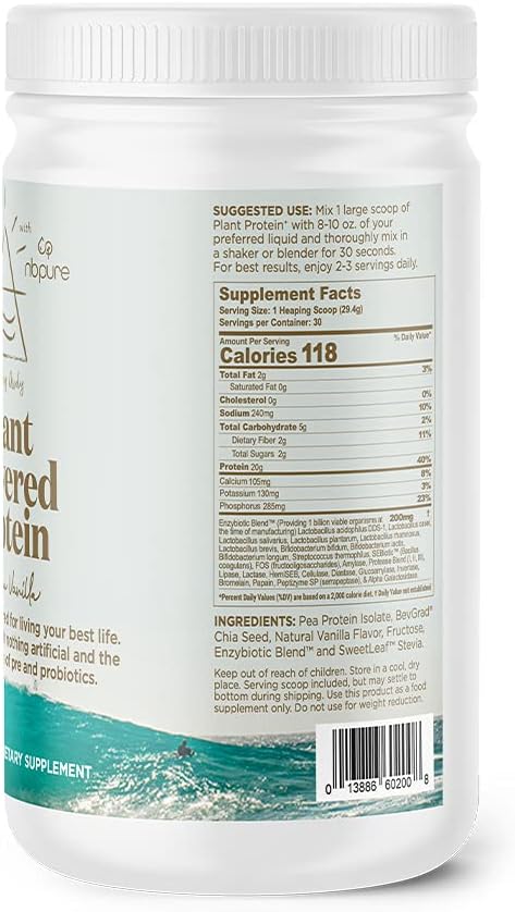 nbpure Earthy Andy Plant Powered Protein, Gluten-Free, Non-GMO, Cruelty Free Pea Protein Powder, Vanilla, 30 Servings