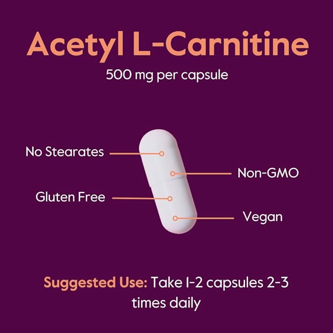 BESTVITE Acetyl L-Carnitine 500mg (480 Vegetarian Capsules) (240 x 2) - No Stearates - Vegan - Non GMO - Gluten Free