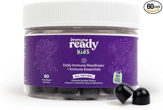Immune Ready™ Kids Multivitamin Gummies – Mixed Berry Flavor – Sugar-Free Daily Kids Immune Support with Beta Glucan, Elderberry, Vitamin C, D3 & Zinc – Vegan, Non-GMO – 60 Gummies