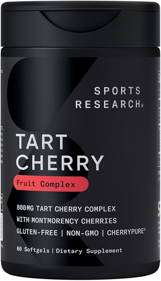 Sports Research Tart Cherry Concentrate - Made from Montmorency Tart Cherries - Non-GMO & Gluten Free (60 Liquid Softgels)