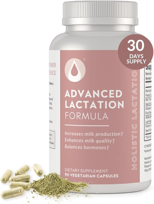 Holistic Lactation® Advanced Lactation Formula (30 Servings), Supplement to Support Milk Supply, Contains Organic Moringa and Milk Thistle Extract, Fenugreek-Free