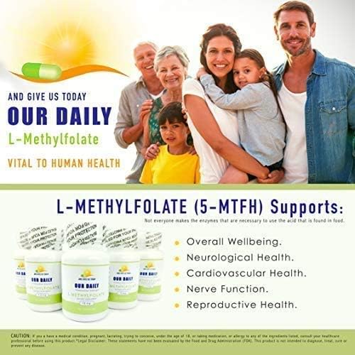 L-Methylfolate 15mg (2 Bottles) - 180 Capsules - Professional Strength Active Methyl Folate - 5-MTHF Supplement - Non GMO, Gluten Free, No Fillers