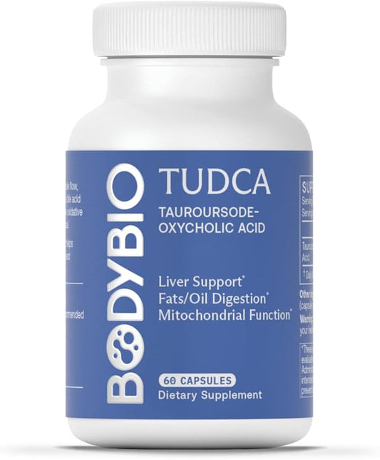 BodyBio TUDCA for Liver Detox, Healthy Fat Metabolism and Digestion, Pure Tauroursodeoxycholic Acid - 60 Capsules