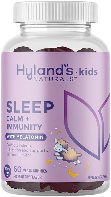 Hyland's Kids Sleep Aid, Calm and Immune Support, with Melatonin Sleep Aid Gummies, Helps with Sleeplessness and Restlessness, with Chamomile and Elderberry, 60 Vegan Gummies