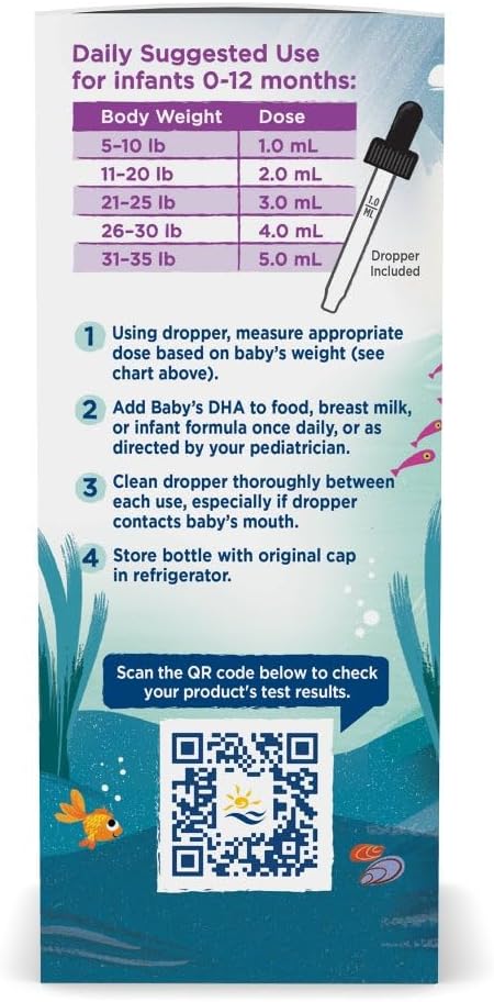 Nordic Naturals Baby’s DHA, Unflavored - 2 oz - 1050 mg Omega-3 + 300 IU Vitamin D3 - Supports Brain, Vision & Nervous System Development in Babies - Non-GMO - Servings May Vary
