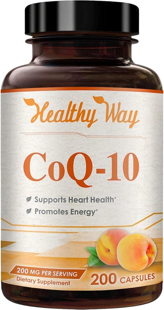 Coenzyme Q10 200mg CoQ10 Supplement -Once Daily CoQ10 200mg Powder Capsules for Heart Health, Antioxidant & Energy Support -Non-GMO, Quick Absorption Ubiquinone Q10 Coenzyme (200 Count (Pack of 1))
