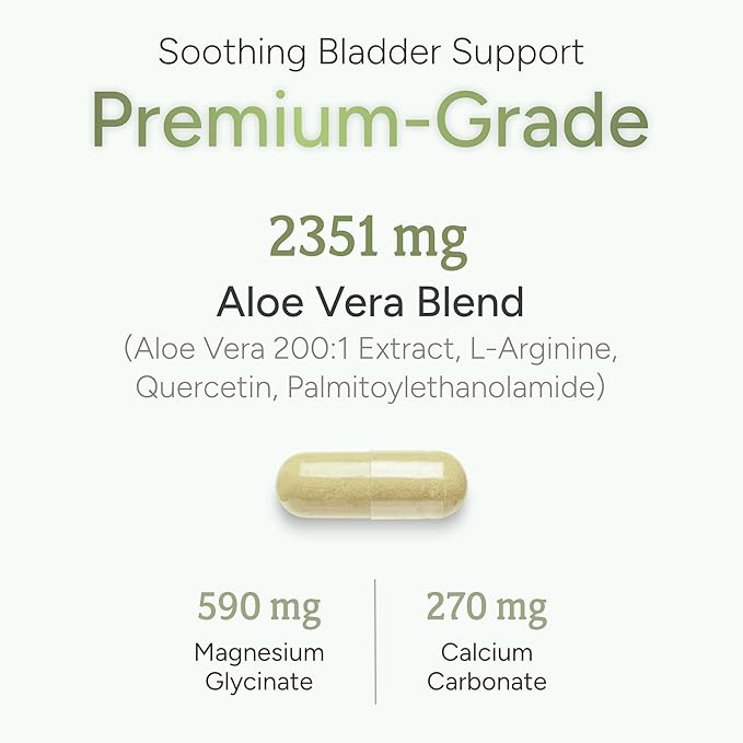 200x Aloe Vera Extract for Bladder Health with Quercetin, PEA & L-Arginine - Organic Aloe Vera Capsules - USA Manufactured Premium Aloe Vera Supplement - Easy To Swallow Pills - 90 Capsules