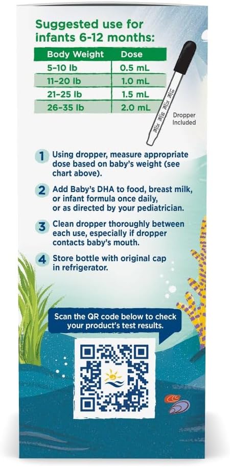 Nordic Naturals Baby’s DHA Vegetarian, Unflavored - 1050 mg Plant-Based Omega-3-1 oz - Supports Brain & Vision Development in Babies - Non-GMO, Vegan - 15 Servings