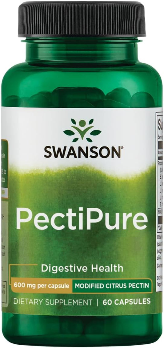 Swanson PectiPure Modified Citrus Pectin-Supports Digestive Health and Cellular Health-Delivers Minimum of 82% Galacturonic Acid-Natural Wellness Supplement (60 Capsules, 600mg Each)