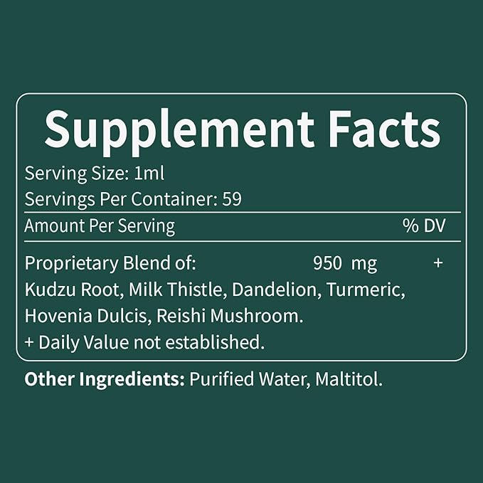Kudzu Root Drops, Herbal Extract Blend Support Liver Health, Liver Cleanse Detox. 2oz
