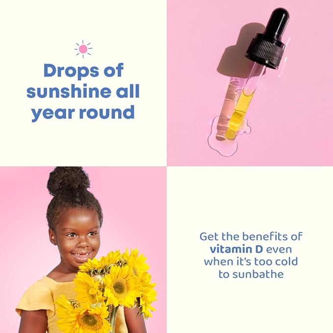 JoySpring Vitamin D3 Kids Drops with K2 – Liquid Supplement for Calcium Absorption & Joint Health – 180 Servings (1 fl oz) – Vitamin D Kids Ages 3-18