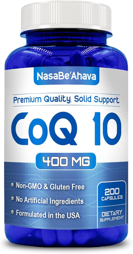 CoQ10 400mg Capsules | Vegan Friendly Coenzyme Q10 400mg per Serving from Easy Absorption Ubiquinone Supplement for Skin Heart and Energy Support | Made in the USA in cGMP Facilities (100 Servings)