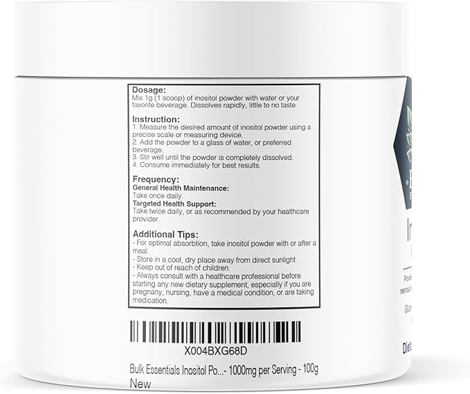 Myo Inositol Supplement for Women – Unflavored 100g for Healthy Ovarian Function & Hormone Balance Support – USA Made, Free from GMO & Gluten – 1g Per Serving Inositol Powder