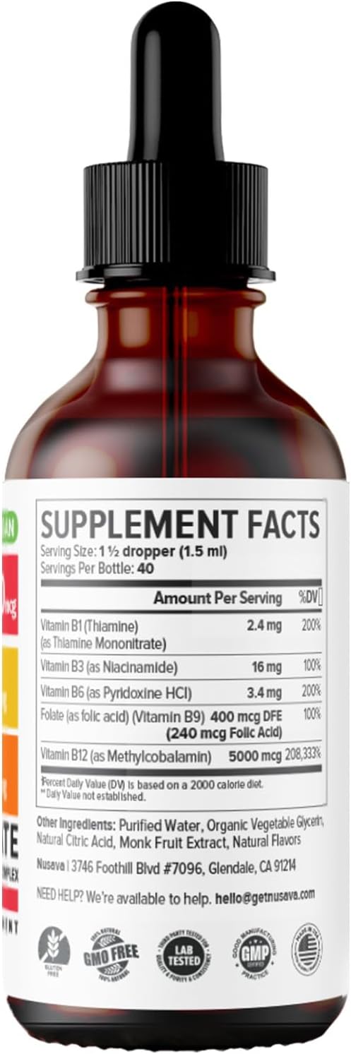 (2 Pack) Vitamin B12 and B6 Liquid Drops, B12 Sublingual Vitamin B Complex - B 12 Vitamin 5000mcg - B12 Methylcobalamin for Energy, Brain, and Heart Support with 27,200 mcg, Raspberry, 80 Servings
