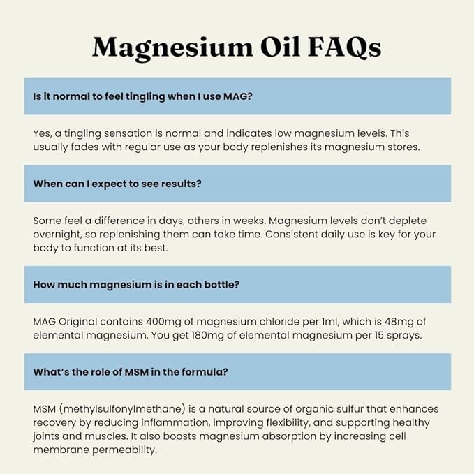 Pure Magnesium Oil Spray with MSM – Extra Strength for Sleep, Muscle Pain, Cramp Relief, Energy – Fast-Absorbing, Fragrance-Free, All-Natural - Tired Feet, Fatigue, Women’s Health - 8oz