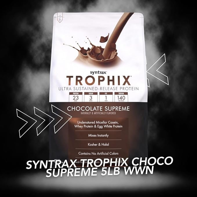 Syntrax Bundle: Trophix Undenatured Casein Protein Chocolate Supreme - Instant Mix Whey Protein & Egg White Protein Powder - 5 Pounds High Protein Powder and Worldwide Nutrition Keychain