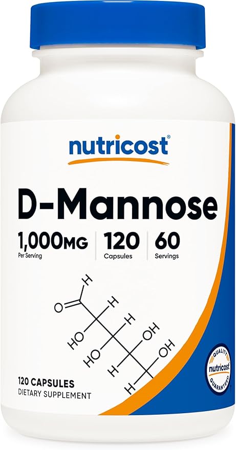 Nutricost D-Mannose 1000mg Per Serving, 120 Capsules - 500mg Per Capsule, Urinary Tract Health, Non-GMO and Gluten Free