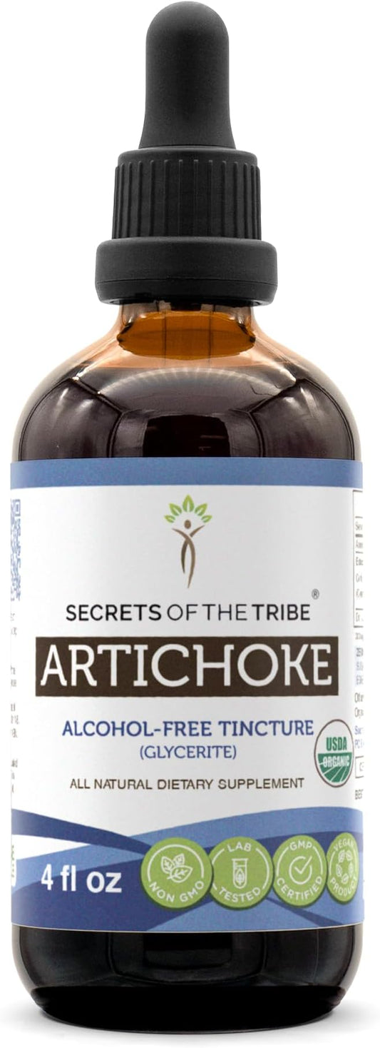 Secrets of the Tribe Artichoke USDA Organic | Alcohol-Free Extract, High-Potency Herbal Drops | Made from 100% Certified Organic Artichoke (Cynara scolymus) Dried Leaf 4 oz
