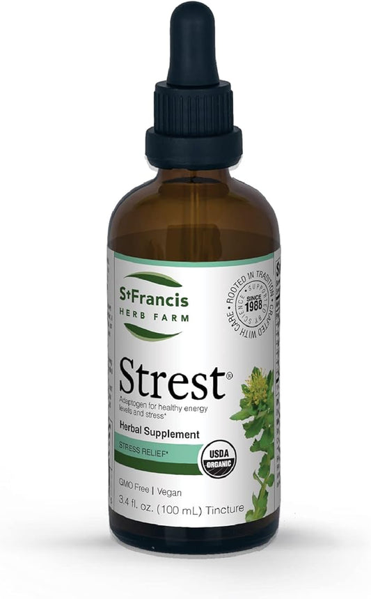Strest - Herbal Tincture with Ashwagandha 100 ml - Helps with Stress Relief, Relief Remedy Drops - Good Tasting Herbal Supplements - Organic, Non GMO, Vegan, Dairy Free