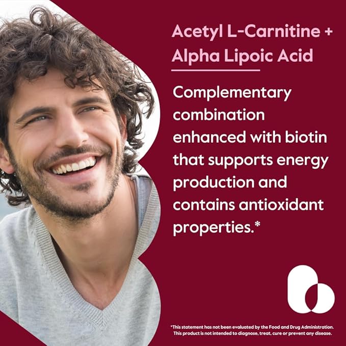 BESTVITE Acetyl L-Carnitine 500mg & Alpha Lipoic Acid 200mg per Capsule with Biotin (120 Vegetarian Capsules) - No Stearates - Vegan - Non GMO - Gluten Free