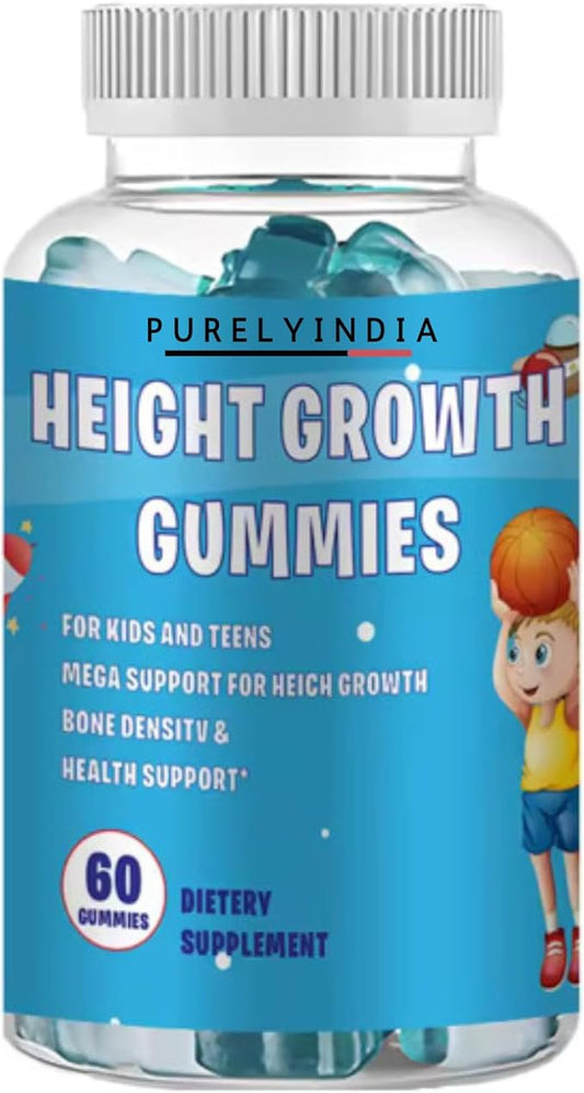 Height Growth Gummies for Kids & Teens – Enriched with Ashwagandha, Calcium, Vitamin D & K for Healthy Bone Development, Non-GMO, 60 Gummies, Ages 5+