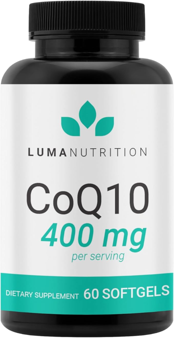 Luma Nutrition CoQ10 400mg Softgels - High-Absorption Coenzyme Q10 - Co Q-10 200mg / 400mg Per Serving - Heart Health - 60 Liquid Softgels