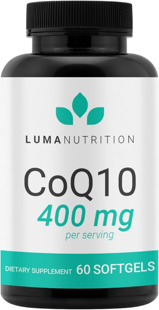 Luma Nutrition CoQ10 400mg Softgels - High-Absorption Coenzyme Q10 - Co Q-10 200mg / 400mg Per Serving - Heart Health - 60 Liquid Softgels