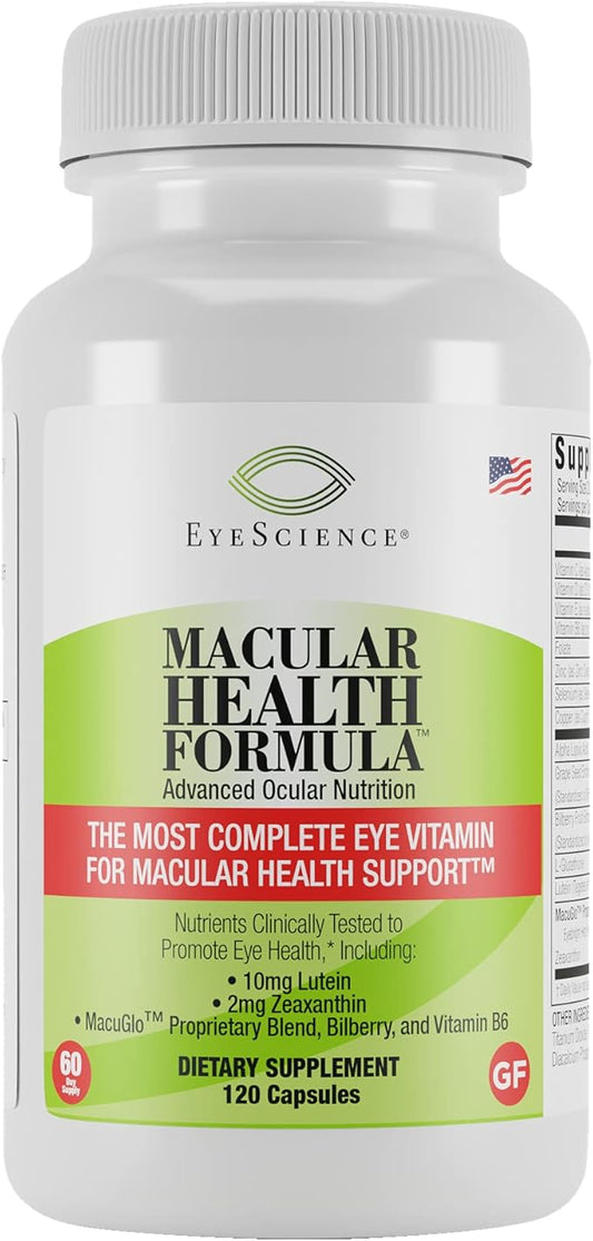 Macular Health Beyond AREDS2 Formula, Advanced Ocular Vitamin - Containing Lutein, Zeaxanthin, Bilberry, and Vitamins C, D, E, and B6 (60 Day Supply)