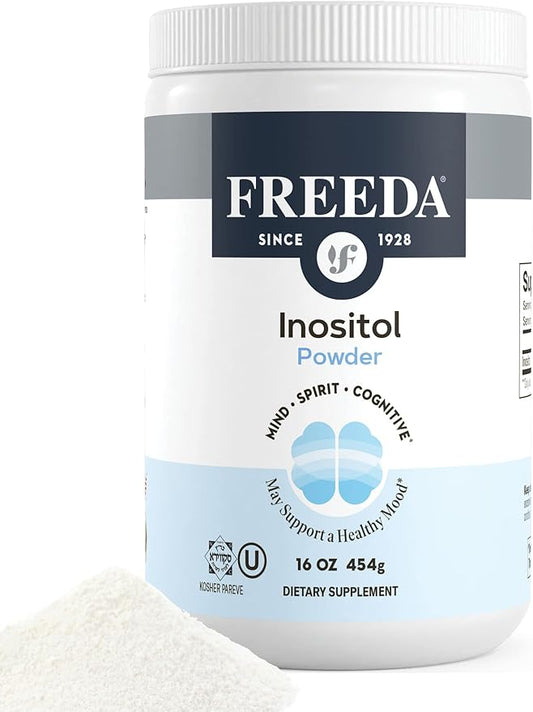 FREEDA Pure Inositol Powder – Myo-Inositol for Mood & Hormone Balance, Kosher, Vegan, Gluten-Free, No Additives, Easy-to-Mix (16 oz, 500 Servings) – Supports PCOS & Fertility