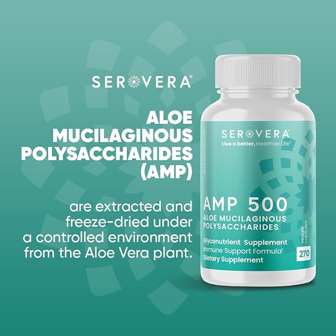 AMP Aloe Glyconutrient Supplement - Support Immune System, Digestive Tract, and Colon Health 270 caps