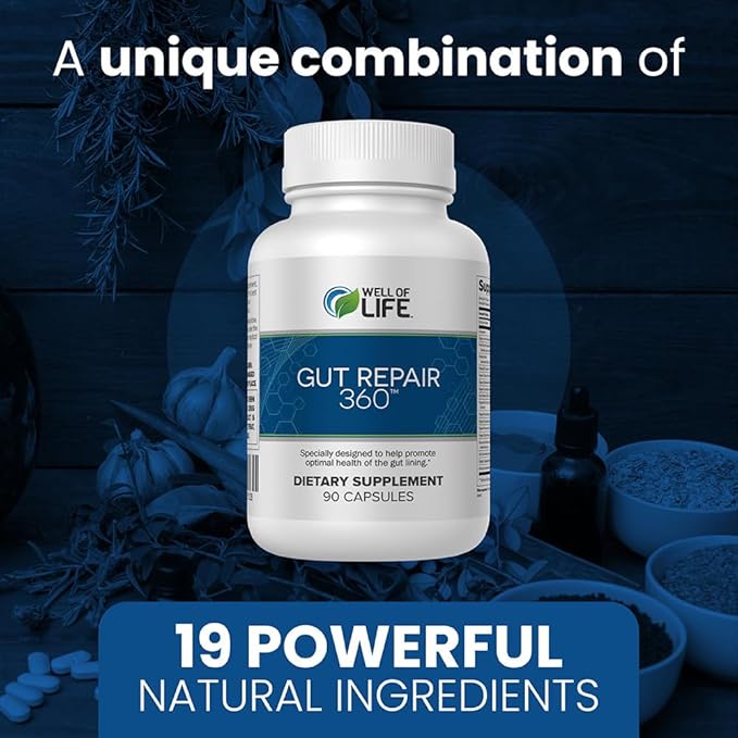 Gut Repair 360: Natural Formulated Formula Emerged from The Lab - Pure Essence Organic Capsules Non-GMO Gluten-Free Soy-Free Dairy-Free USA Made - Supporting Your Healthy Gut