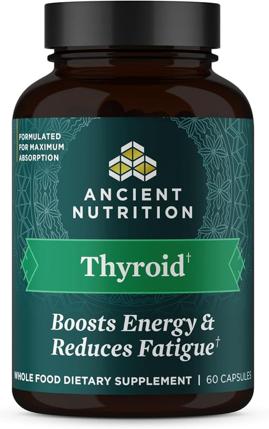 Ancient Nutrition Thyroid Support Supplement with Ashwaghanda, Thyroid Capsules, Promotes Restful Sleep and Reduced Stress, Gluten Free, Paleo and Keto Friendly, 60ct