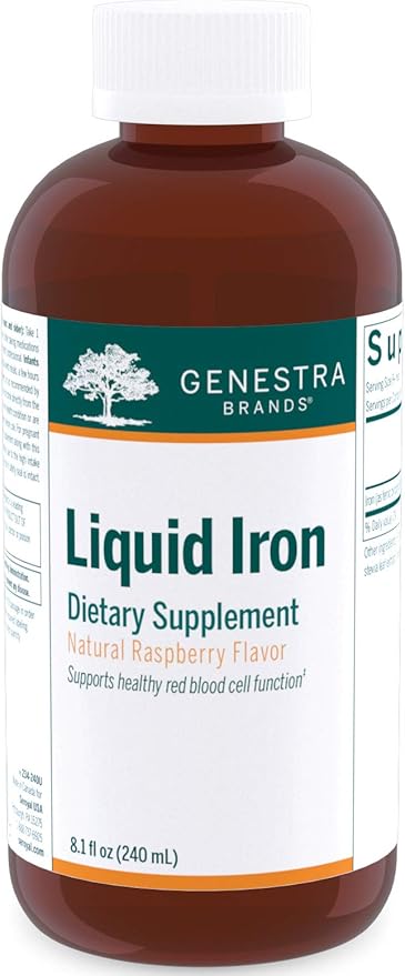 Genestra Brands Liquid Iron | Colloidal Mineral Supplement | Natural Raspberry Flavor | 8.1 fl. oz.
