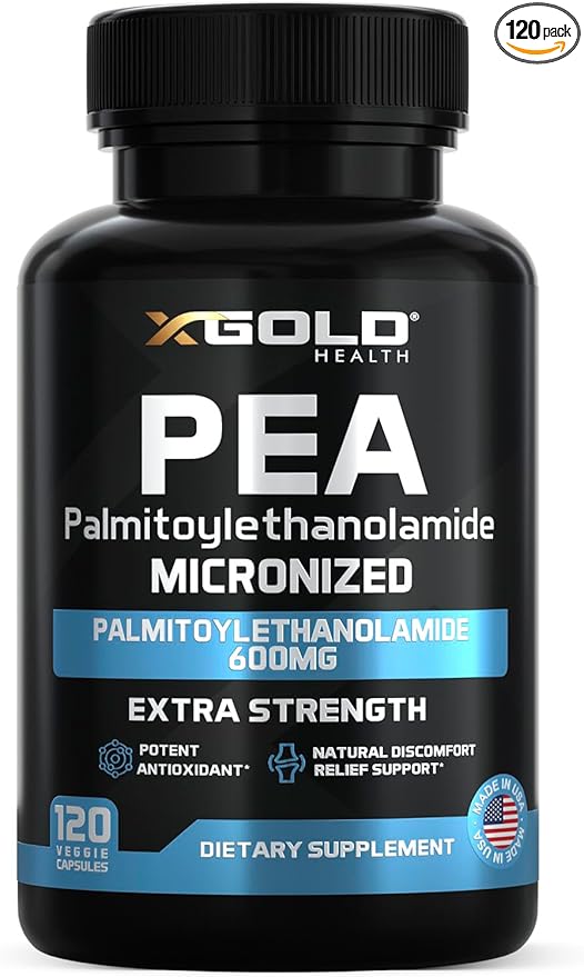 Palmitoylethanolamide Pea Supplement 600 mg | Micronized Pea 99% Highly Purified and Bioavailable | Made in USA | Supplement for Men and Women - 120 Capsules