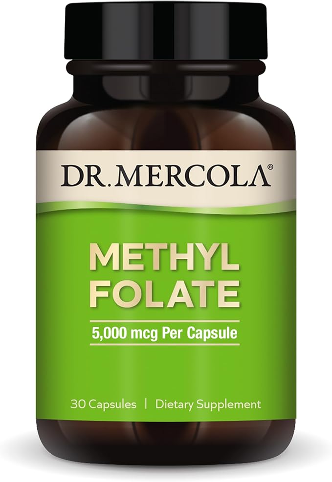 Dr. Mercola, Methyl Folate Dietary Supplement, 30 Servings (30 Capsules), Non-GMO, Soy-Free, Gluten Free