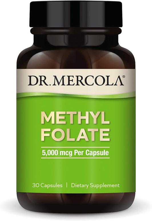Dr. Mercola, Methyl Folate Dietary Supplement, 30 Servings (30 Capsules), Non-GMO, Soy-Free, Gluten Free