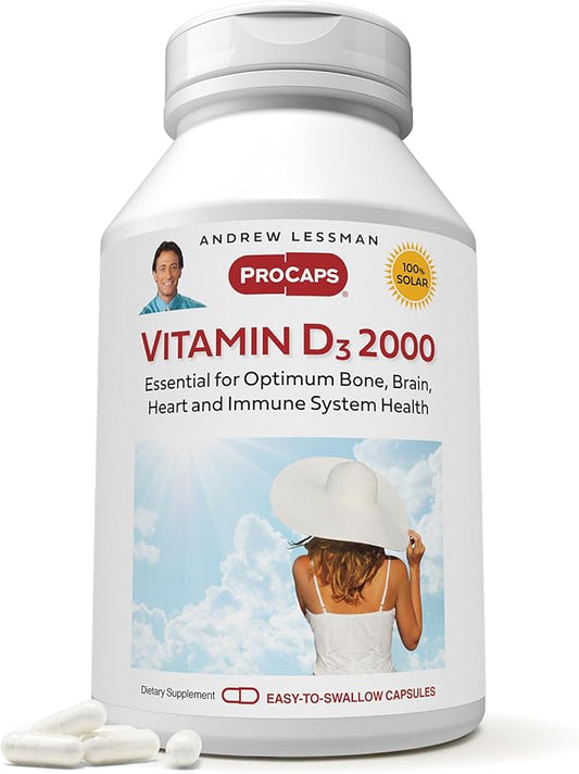 ANDREW LESSMAN Vitamin D3 2000 IU 720 Capsules - High Potency, Essential for Calcium Absorption, Supports Bone Health, Healthy Muscle Function, Immune System, More. Small Easy to Swallow Capsules