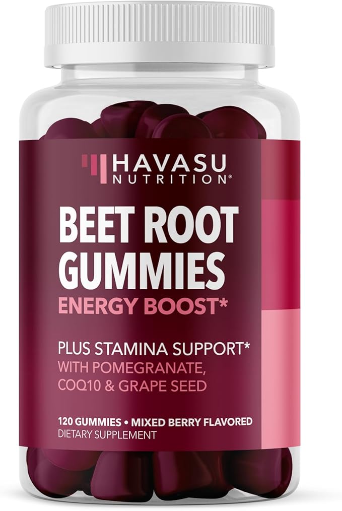 Beet Root Gummies with COQ10 & Pomegranate - Nitric Oxide Supplement for Men and Women - Endurance, Performance, Recovery - Vegan, Non-GMO, Gluten Free - Mixed Berry Flavor, 2 Month Supply