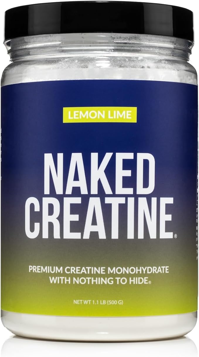 Naked Pure Micronized Lemon Lime Creatine Monohydrate - 42 Servings - 500 Grams, 1.1Lb Bulk, Vegan, Non-GMO, Gluten Free, Soy Free. Aid Strength Gains, No Artificial Ingredients Creatine