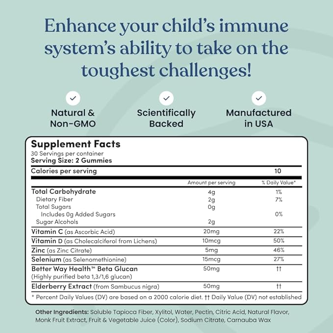 Immune Ready™ Kids Multivitamin Gummies – Mixed Berry Flavor – Sugar-Free Daily Kids Immune Support with Beta Glucan, Elderberry, Vitamin C, D3 & Zinc – Vegan, Non-GMO – 60 Gummies