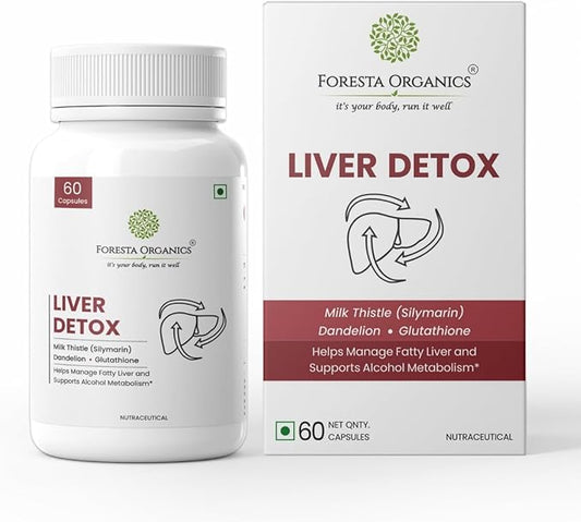 Liver Detox - Milk Thistle, Dandelion & Glutathione for Fatty Liver Support, Healthy Digestion - 60 Count (Pack of 1)