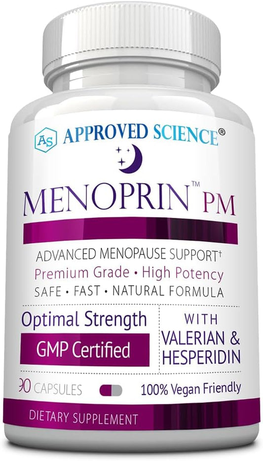 Approved Science Menoprin PM - Valerian Root, Magnesium, Melatonin - 90 Capsules - 1 Bottle - Vegan