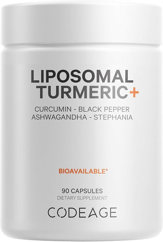 Codeage Organic Turmeric Supplement - 95% Curcumin Extract Pills - Liposomal Fermented Botanical Blend Black Pepper, Ashwagandha, Ginger, Stephania, Boswelia, Cumin, Digestive Bitters - 90 Capsules