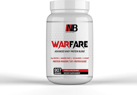 Warfare 2 lbs Advanced Whey Protein Blend 22g Protein per Serving Amazing Flavors (2 lbs, Vanilla Milkshake)