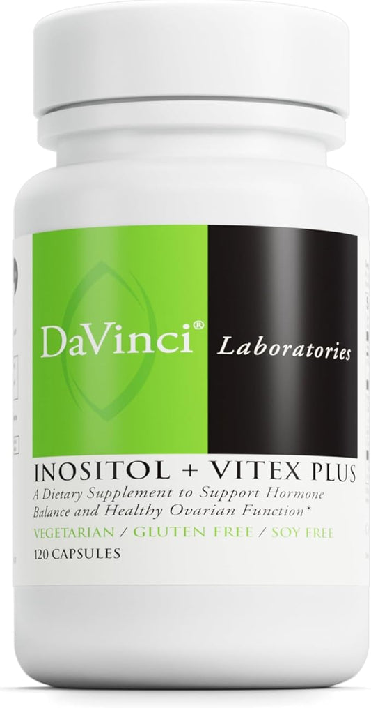 DaVinci Labs - Inositol + Vitex Plus - A Dietary Supplement to Support Hormone Balance and Healthy Ovarian Function - Vegetarian, Gluten Free, Soy Free - 120 Capsules