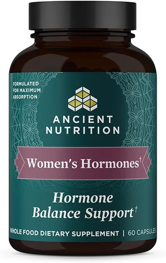Ancient Nutrition Women's Hormones, Helps Reduce Stress, Supports Energy, Hormone Balance, Gluten Free, Paleo and Keto Friendly, 60 Capsules