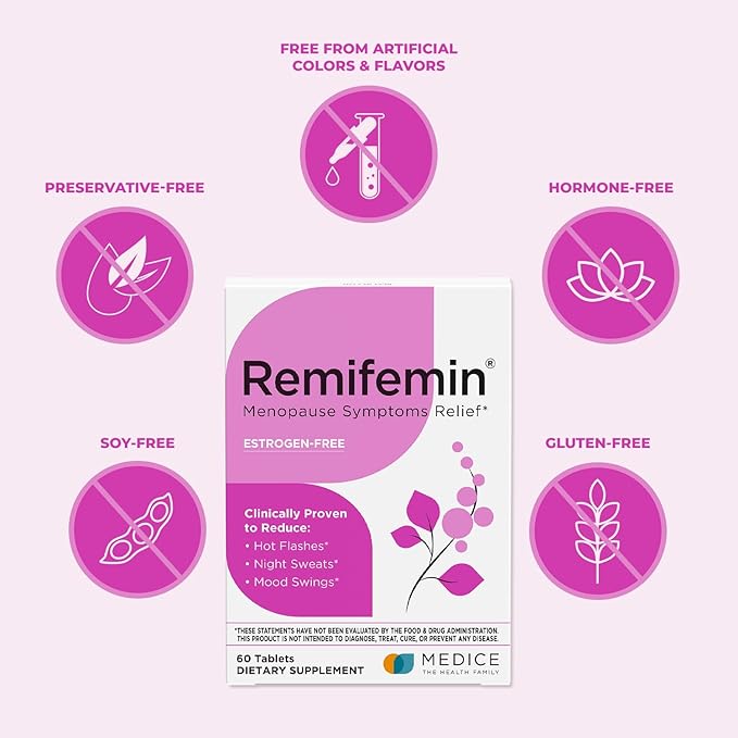 Menopause Symptoms Relief - Clinically Proven Ingredients - Menopause Supplements - Black Cohosh - Estrogen-Free - Made in Germany - 120 Tablets