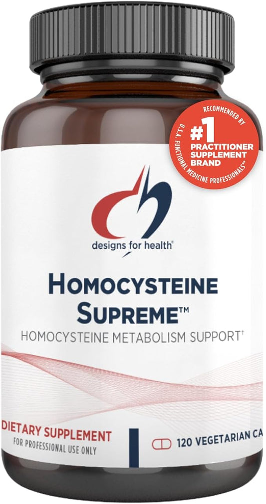 Designs for Health Homocysteine Supreme - Methylated B Vitamins with Riboflavin, B6, B12, Folate, L-Serine & TMG for Brain Support & Heart Health - Methylated Multivitamin (120 Capsules)