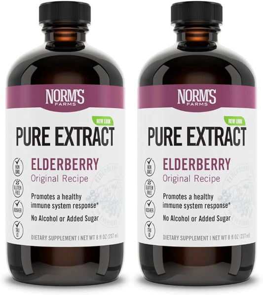 Norm's Farms American Elderberry Extract - Pure Concentrate for Immune Support Made with Berries - Vegan, Gluten Free, Non-GMO - 2 8 Oz. Bottles