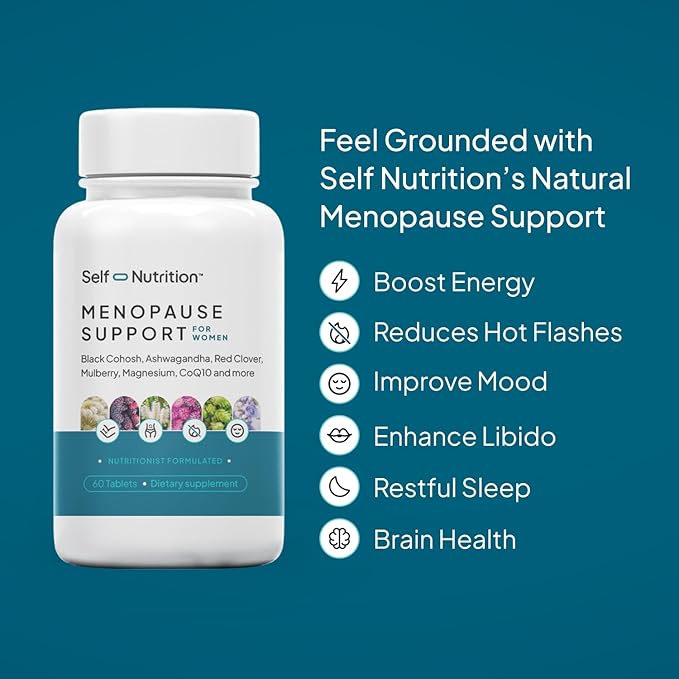Menopause Support for Women -All-Natural, Hormone-Free Perimenopause & Menopause Support. Unique Blend for Hot Flashes, Mood, Energy, Sleep & More. Vegan, Gluten-Free, 60 Capsules.
